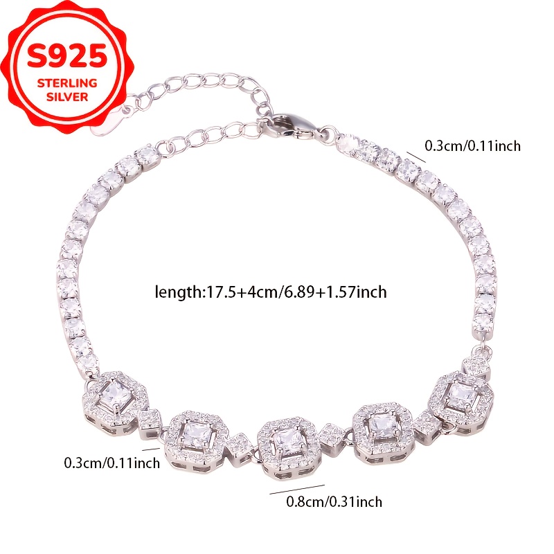 925 Silver Princess Shining Square Bracelet for Women