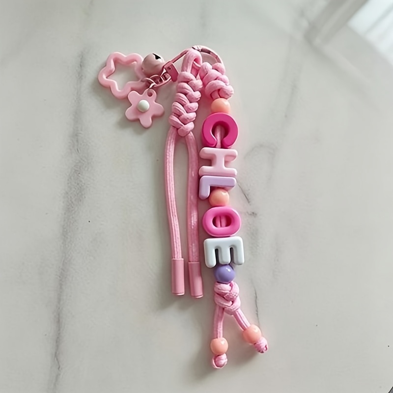 TEMU 1pc Personalized Tassel Custom Bag Charm, Handmade Braided Cord Letter Bead Bag Charm/keychain/phone Charm, /bow, Heart Keychain, Personalized