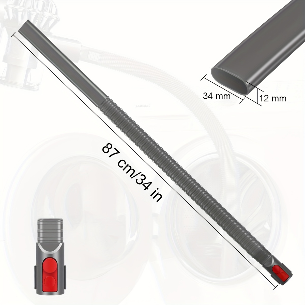 Dryer Vent Cleaner Kit Vacuum Hose Attachment For V15 V12 V11 V10 V8 V7 Vacuum Cleaners, Lint Remover, Dryer Lint Vacuum Attachment, Grey