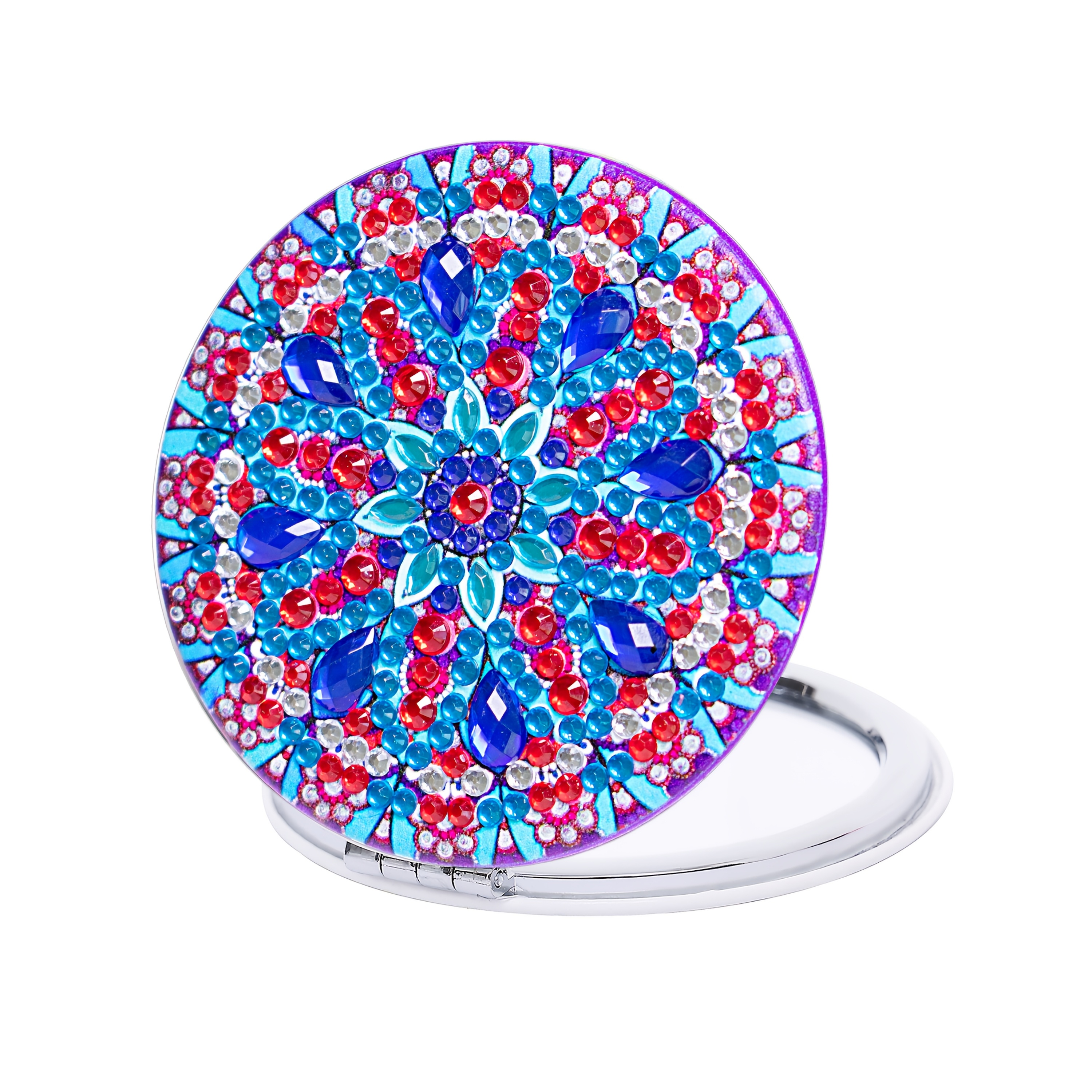 TEMU 1pc Diamond Painting Set Mirror, Handcrafted Artworks, Decorated With Pu Material , Creative Enthusiasts Experience Flower-themed Series Pattern
