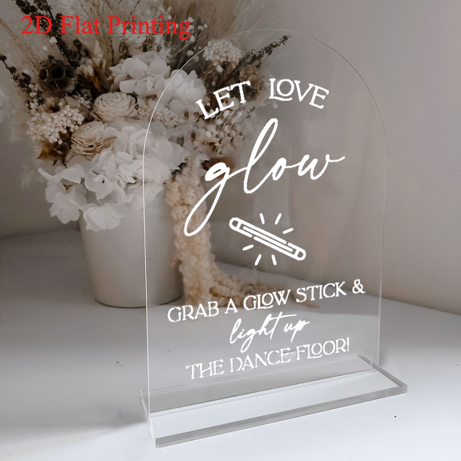 TEMU Letrero acrílico 2D para boda " que brille" con diseño de y soporte para barra luminosa - Decoración de mesa para , fiestas, , decoración de