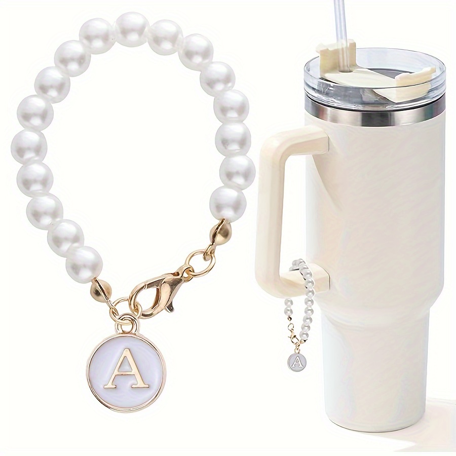 

Letter Charm For Stanley Cup, Faux Pearl Chain Accessories For Stanley Cup, Initial Charms For Handle Stuff Decor, Water Bottle Tumbler Cute Modern Decorations