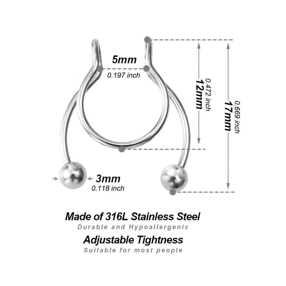 1/5pcs Fake Nose Ring Easy Hoop Septum Rings