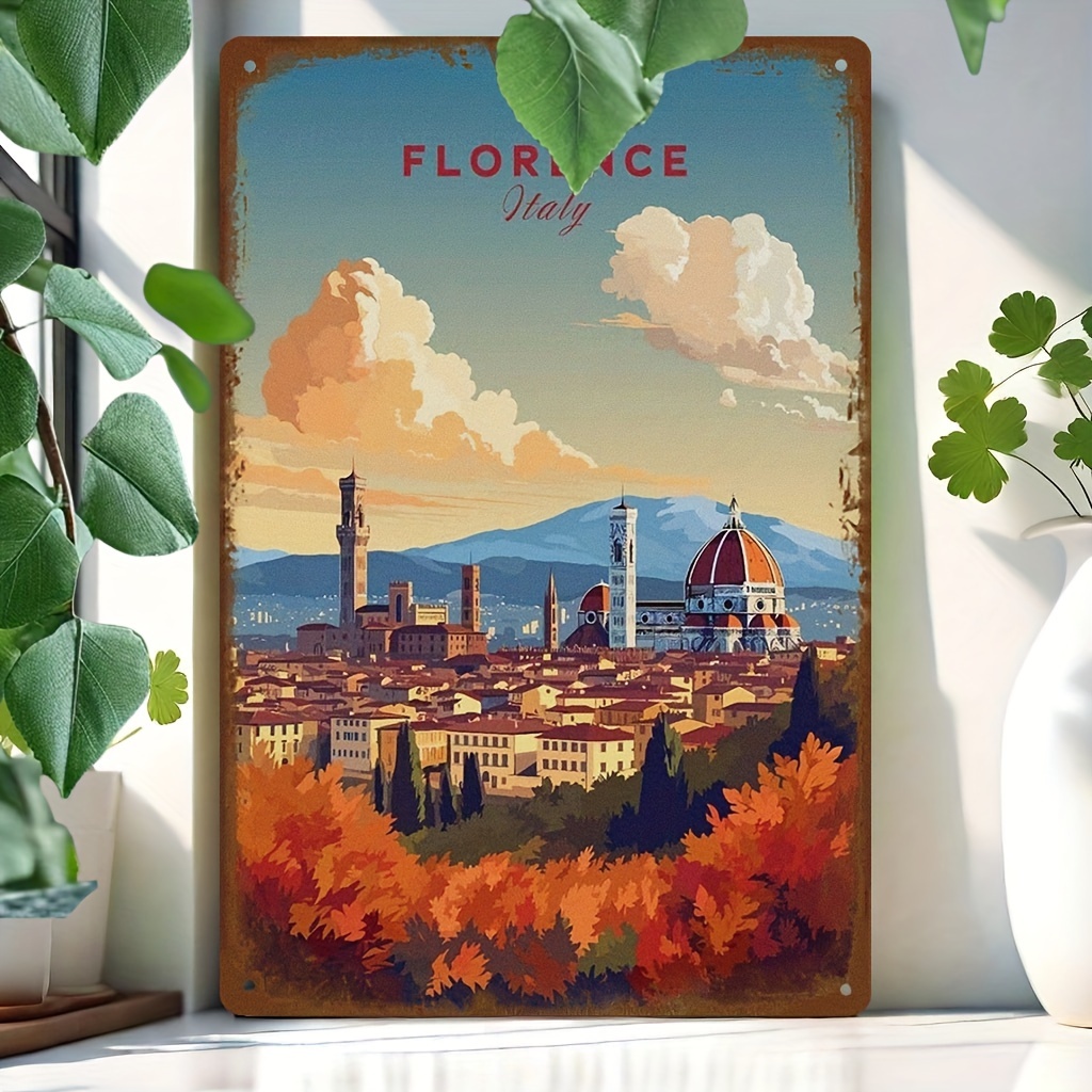 

Vintage Florence Italy Metal Aluminum Sign, Water-proof & Dust-proof Art Poster For Restaurant, Bar, Pub, Cafe, Home Room Wall Decor - Aesthetic Bedroom Decor, Holiday Ornament, Christmas Gift