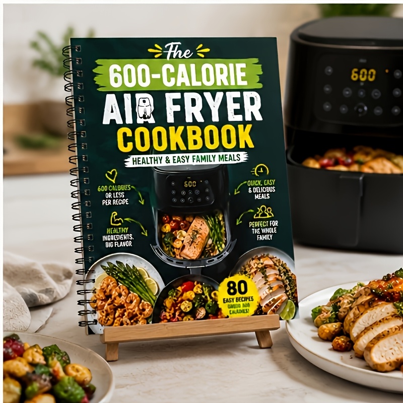TEMU Livre de recettes pour friteuse à air de 600 - 80 recettes riches en protéines et faibles en pour la préparation de repas, les dîners rapides en