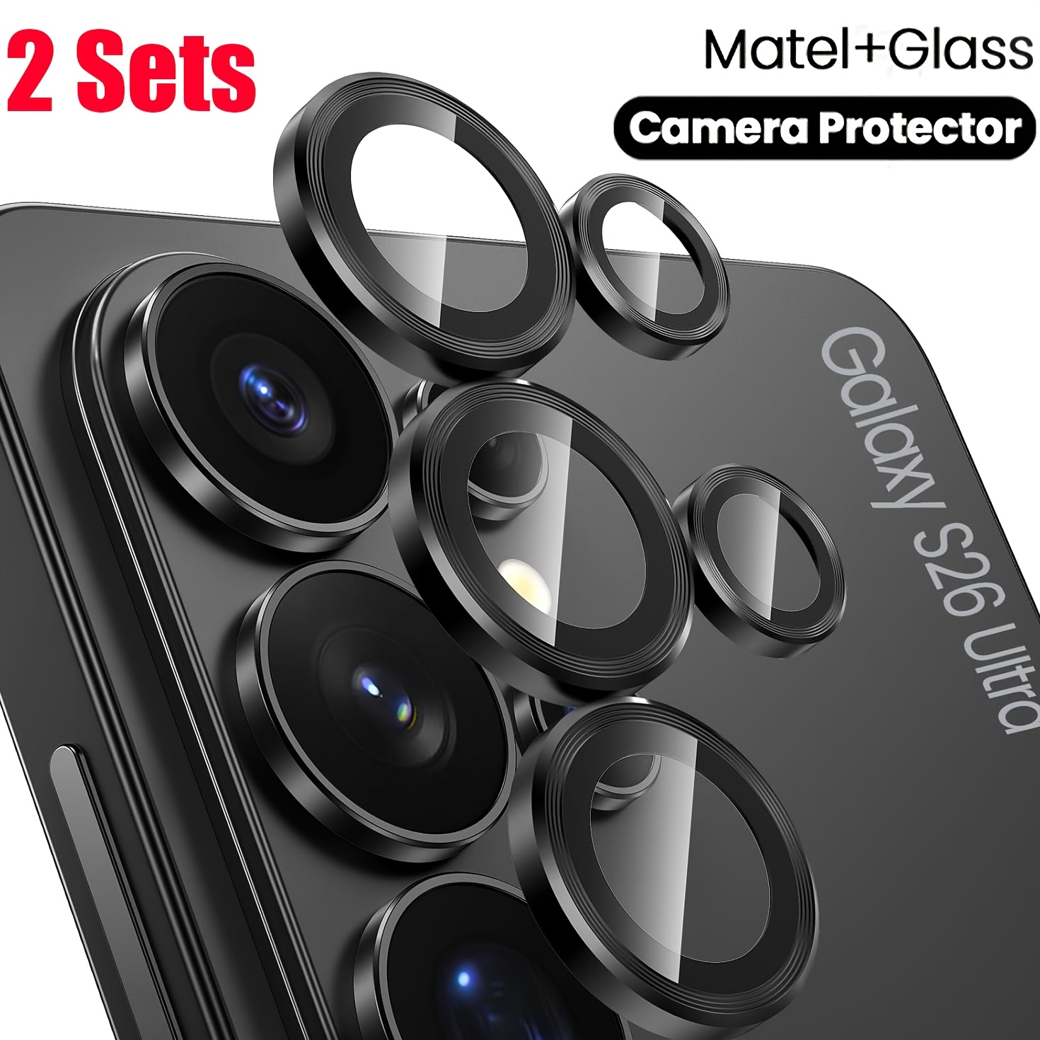 TEMU 2 Sets Camera Lens Protector For Ultra/s25 Ultra/s24 Ultra/s23 Ultra/s26/s25/s24/s23/plus/s22 Ultra/s25 Fe/s24 Fe/s23+, 9h Tempered Glass Metal