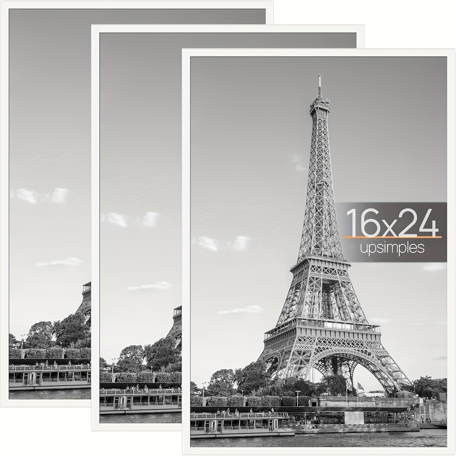 TEMU 3 Pack White 16 Inchx24 Inch Frame, Poster Frames 16 Inch X 24 Inch For Horizontal Or Vertical Wall Mounting, Scratch-proof Wall Gallery Photo Frame