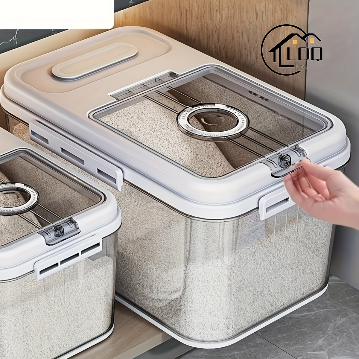 

Ldq Large-capacity Airtight Food Storage Container - Moisture & Insect Proof, Dispenser For Rice And , Pet Material