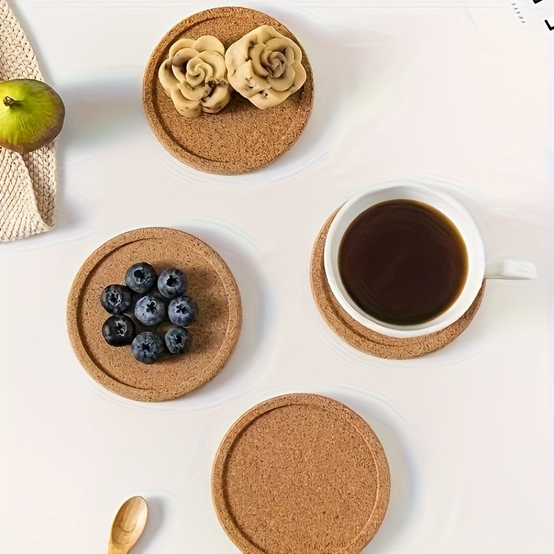 4 6 8 10pcs circlecork non slip heat resistant coasters 3 9 inch esinsulated dining table plate pad home desk round teacup pad fathers day