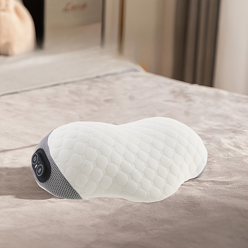 TEMU Memory Foam Massage Pillow Usb, Featuring Heat, Vibration, And A 135° Neck Extension - Provides Breathable Lumbar Support.