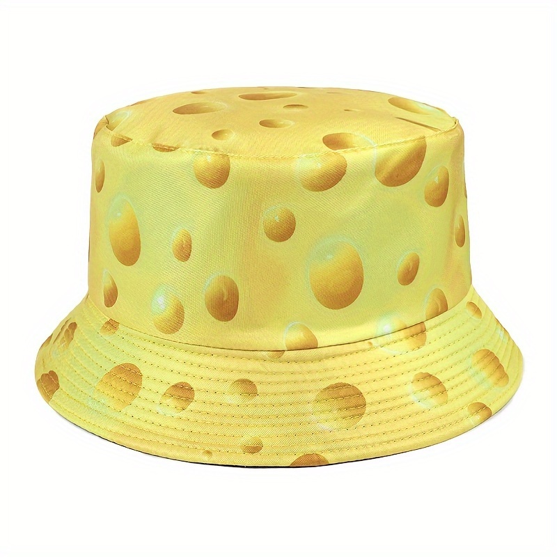 

Cute Funny Creative Trendy Bucket Hat, Yellow Cheese Style Fisherman Hat, Double-sided Sun Hat For Casual Leisure Outdoor Sports