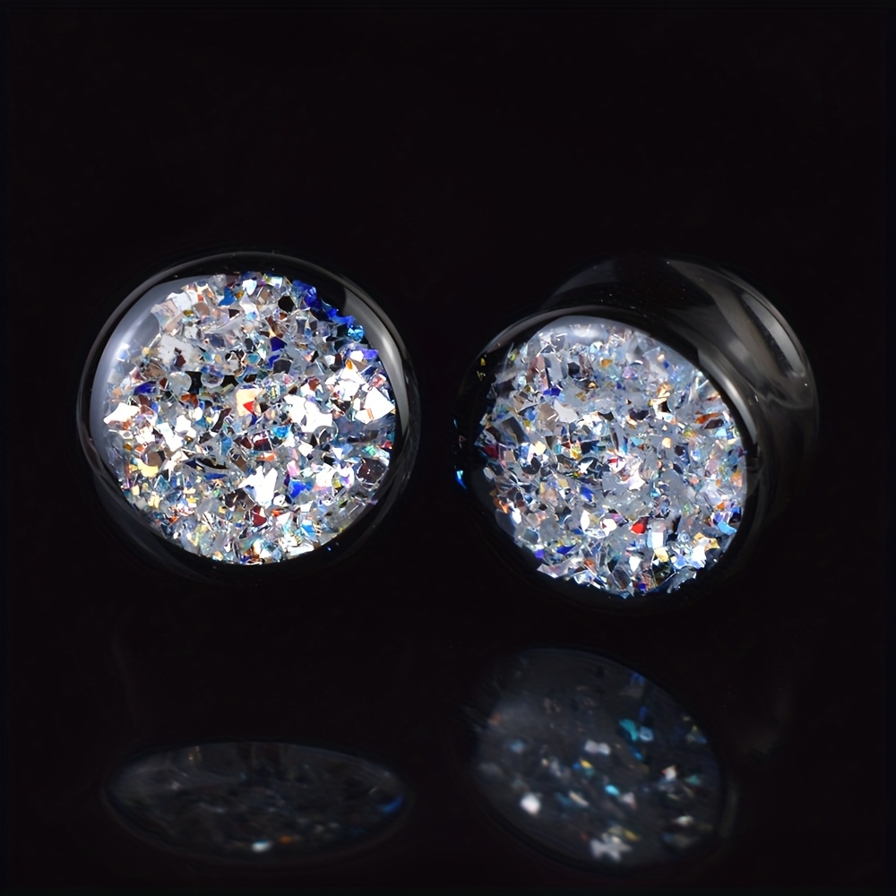 Image of A Pair Of 8-30mm Fashionable Acrylic Round Ear Gauges, Tunnel Body Piercing Jewelry