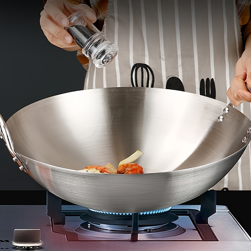 

Premium Stainless Steel Wok - 13.39" , For Home & Restaurant Use, & Easy To Clean, Kitchen, Commercial