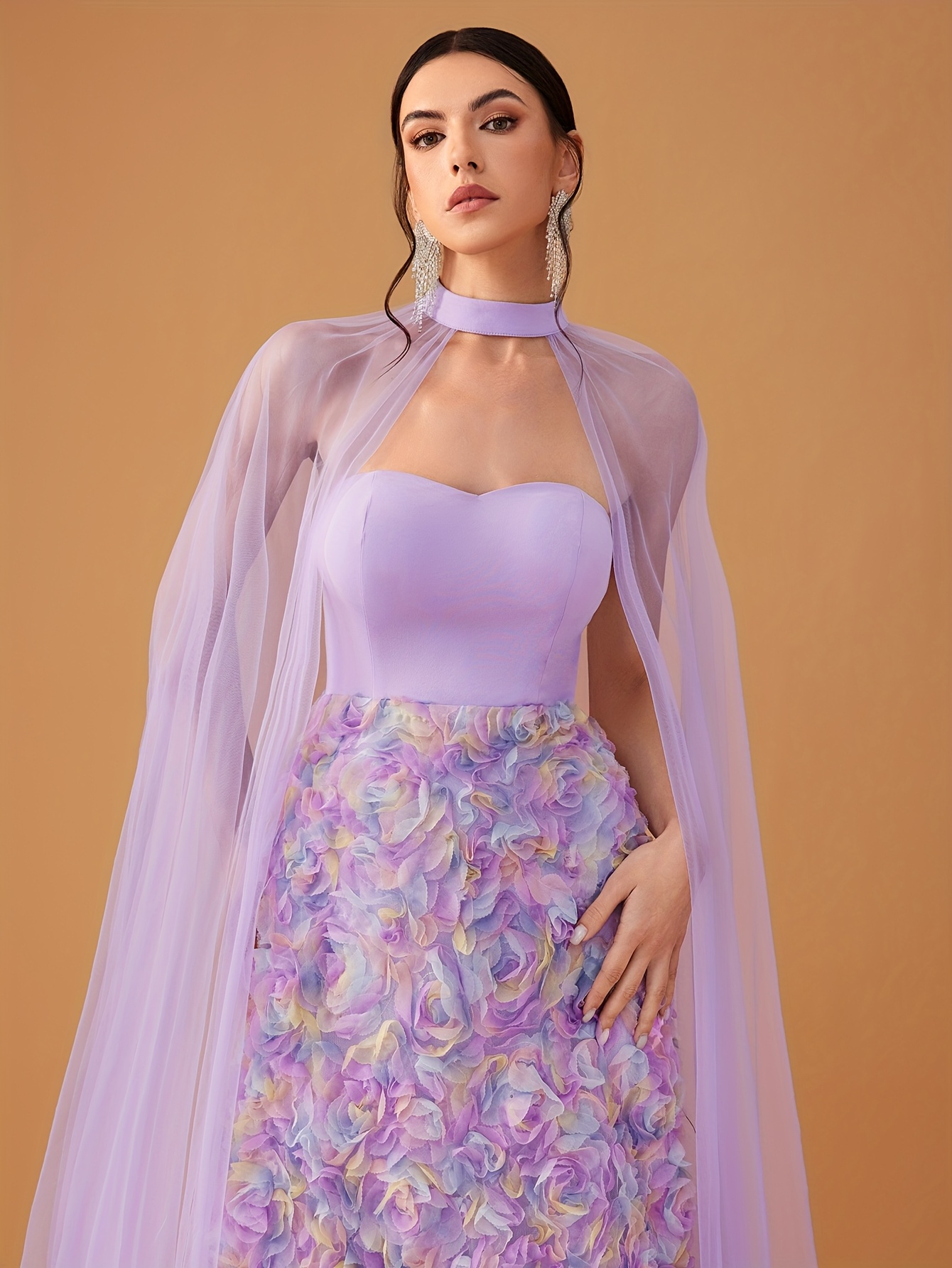 strapless open back dress Fairy Vibes Tulle Gathered Detail Halter Maxi Dress  roschic