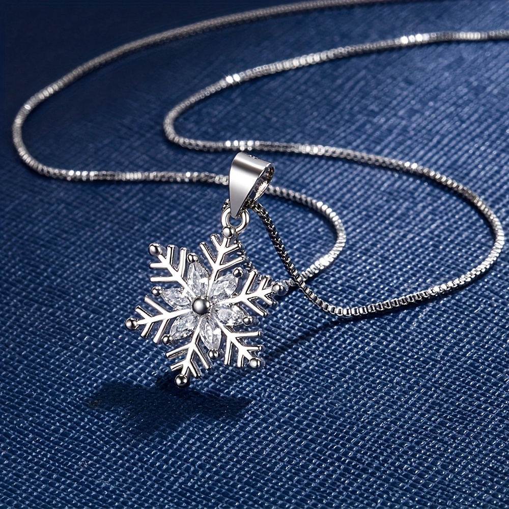 S925 Silver Snowflake Necklace Set, Stylish and Unique