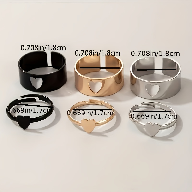 2pcs Boho Adjustable Open Ring Set Hollow Cutout Iron Couple Rings