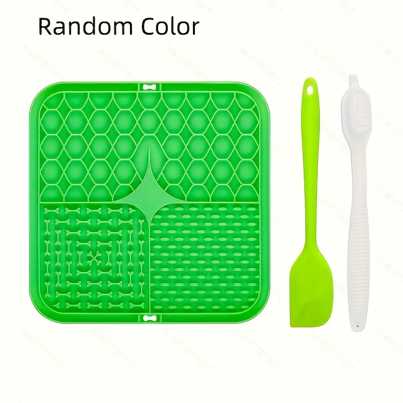 Image of Random 3pcs Set Silicone Pet Dog Licking Mats - Slow Feeding Plates For Dogs And Cats, Dog Bath , Suction Feeding Training, Random Colors