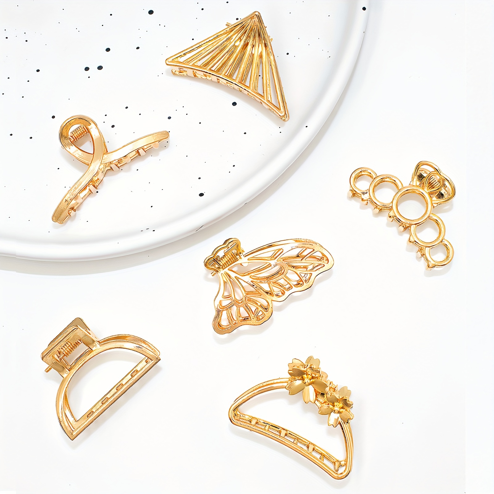 A Set Of 6 Clips, Elegant Metal Clips Suitable For Women With Thick Or Thin Hair