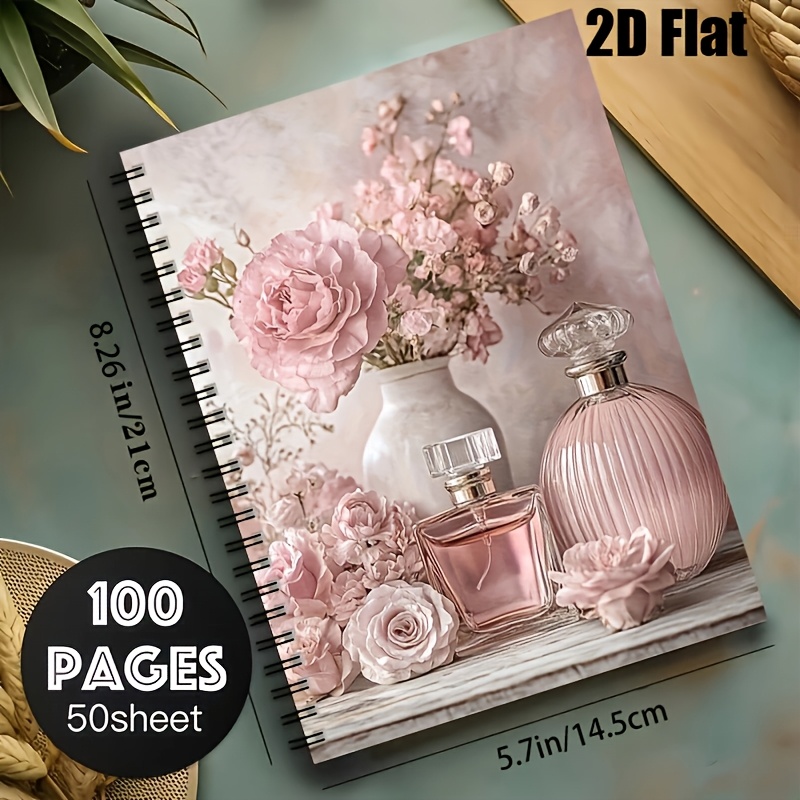 TEMU 1pc Personal Organizer X / 5.7 X 8.26 Inches, 100 Pages [2d] Flat Design, Floral Perfume Themed Notebook With Lined Pages, Ideal For Daily