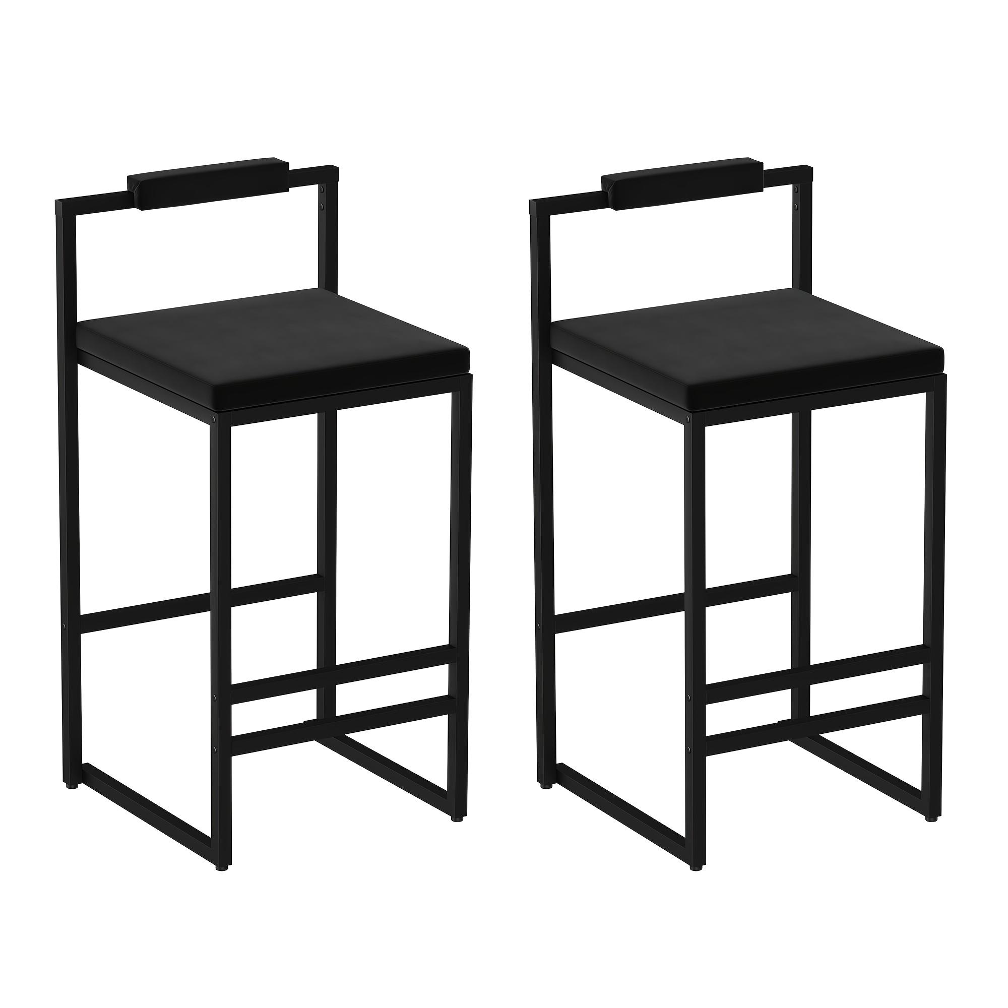 Set Of 2 Modern Oriental Style Bar Stools, Velvet Upholstered Counter Height Chairs with Backrest & Footrest, Golden Metal Frame Kitchen Island Dining Stools, Multi-Color & Multi-Finish New Asian Aesthetic