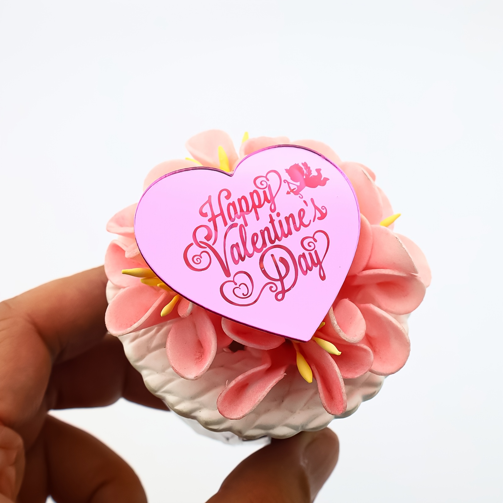 

12pcs Heart-shaped Acrylic Cupcake Toppers For Valentine's Day, Anniversary & Wedding Cake Decorations, Wedding Cupcake Toppers