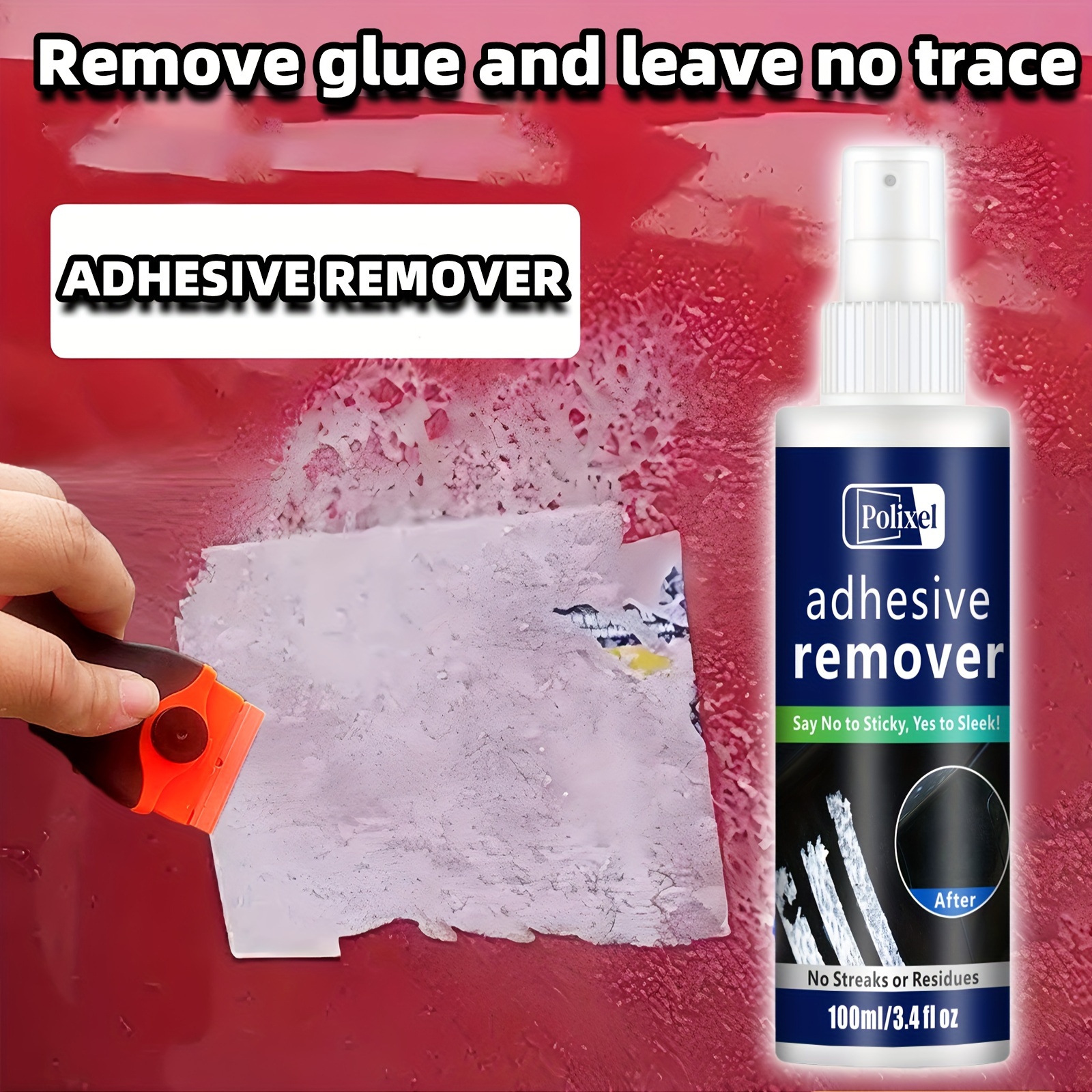 

Adhesive Remover, Dissolves And Adhesive On And Paint, Removes Glue Labels, Decal Tape Residue, Portable Spray Removal Kit With Spatula And Towel - 3.4oz/100ml