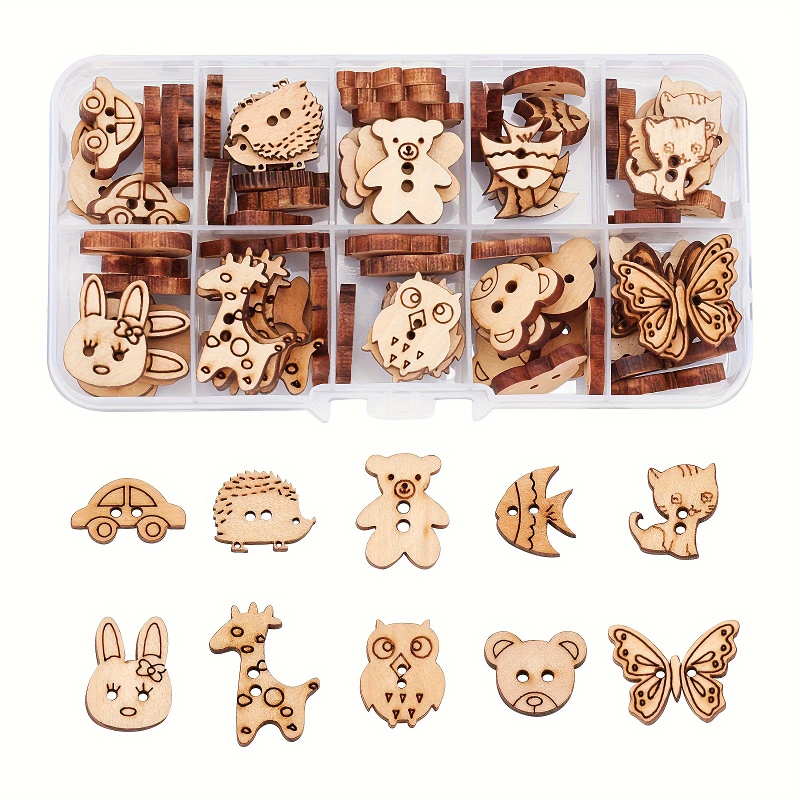 

pièces de boutons en bois de style animal, avec 2 trous, pour le costume, les manuels