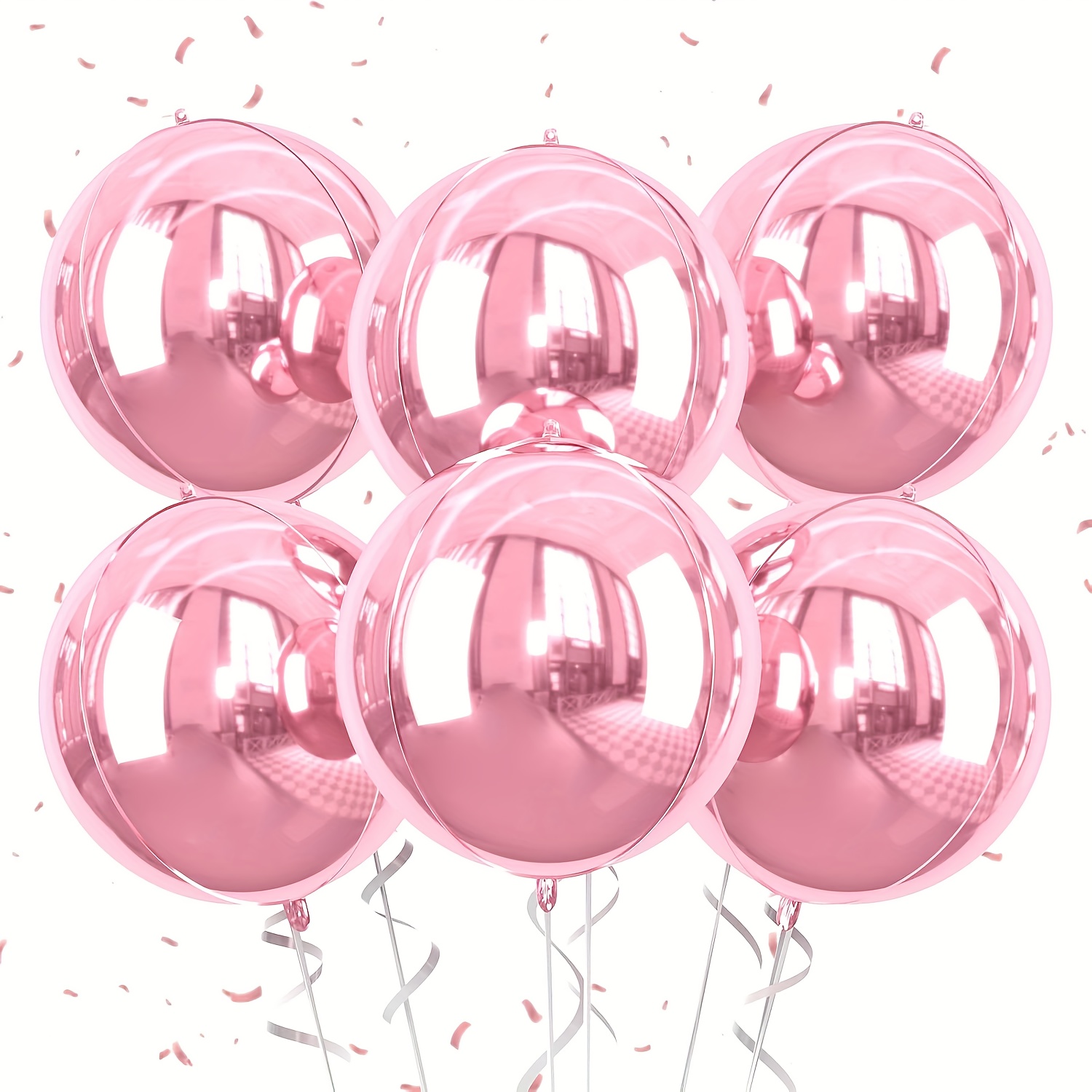 Image of 6pcs 4d Foil Balloons, 6pcs Metallic Round Balloons, 10 Inch Round Foil Balloon For Birthday Party Shower Wedding Decorations