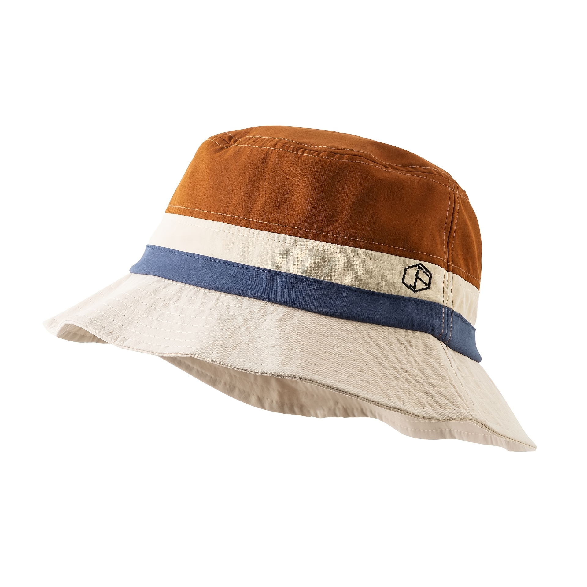 Striped Color-block Bucket Hat, Summer Outdoor Travel Hat, Suitable For Outdoor Fishing, Hiking, And Camping