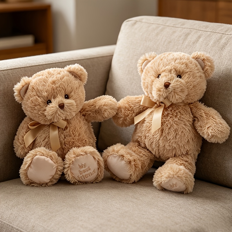 cute cartoon teddy bear plush toy cute soft stuffed bear dolls   sofa decor plush for bedroom desk decoration items funny interactive doll gift for family and friend