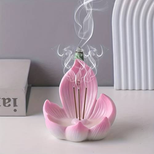 1pc creative lotus base multi functional incense holder resin lotus diffuser suitable for decoration meditation aid indoor outdoor home decor no incense no electricity required no incense