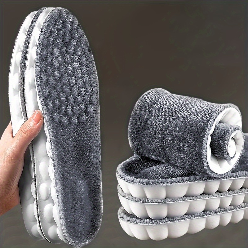 2pcs of Thickened Faux Cashmere 4D Cloud Insoles, Warm And Comfortable, Temperature-Regulating, Breathable, Moisture-Absorbing for Snow Boots And Shoes.