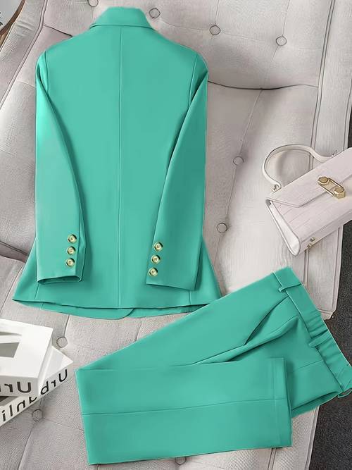 patterned solid color romantic double breasted suit jacket pants