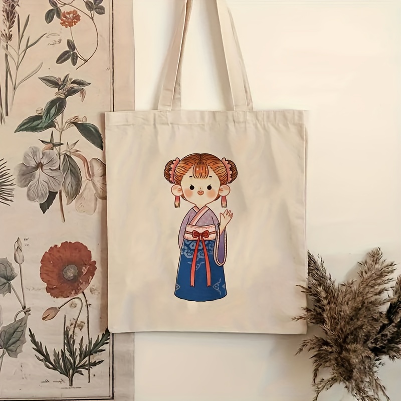 1pc reusable grocery bag portable chinese style little girl Temu