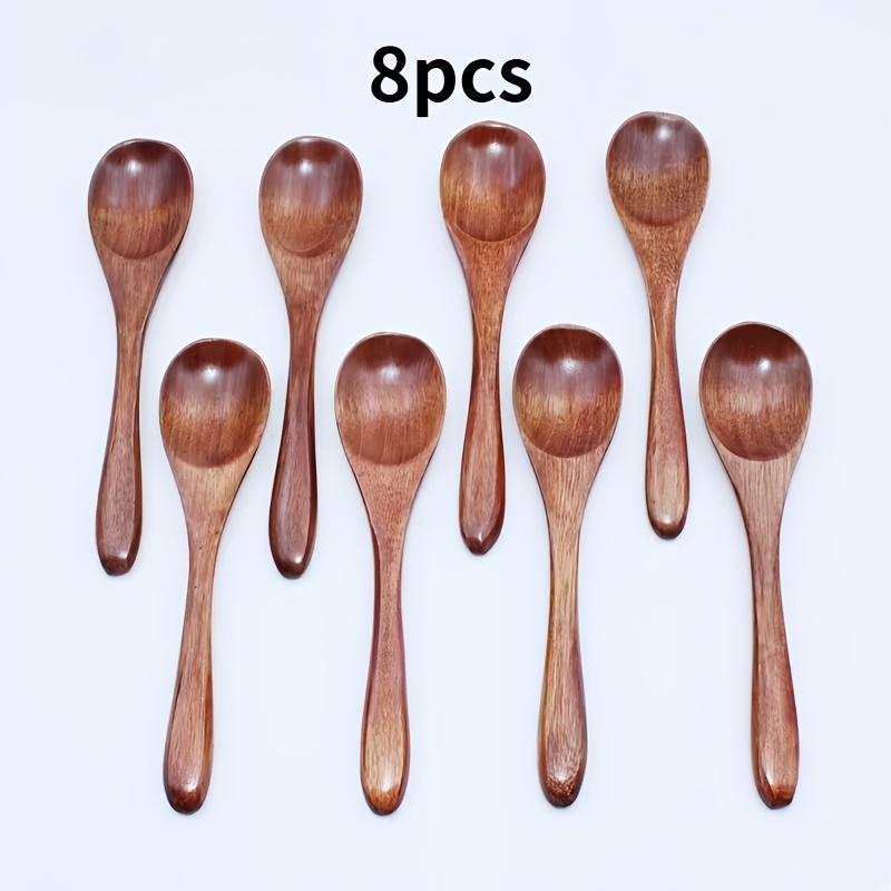 TEMU 8pcs Handmade Wooden Teaspoons, Cooking Small Seasoning Spoons, Wooden Honey Spoons