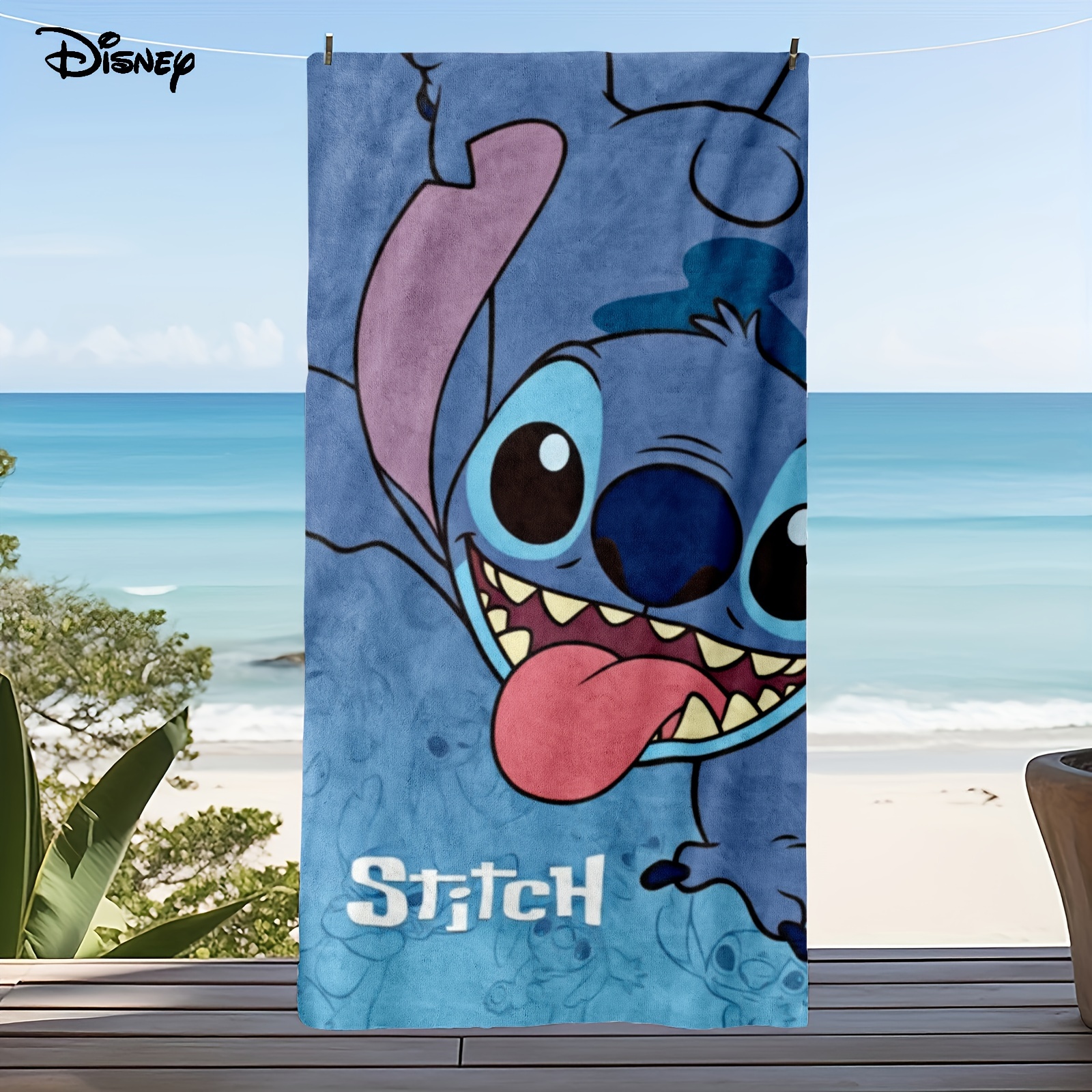

1pc Stitch Pattern Beach Towel, Super Absorbent & Quick-drying Swimming Towel, Lightweight & Soft Beach Blanket, Suitable For Beach Swimming Outdoor Camping Travel, Ideal Beach Essentials