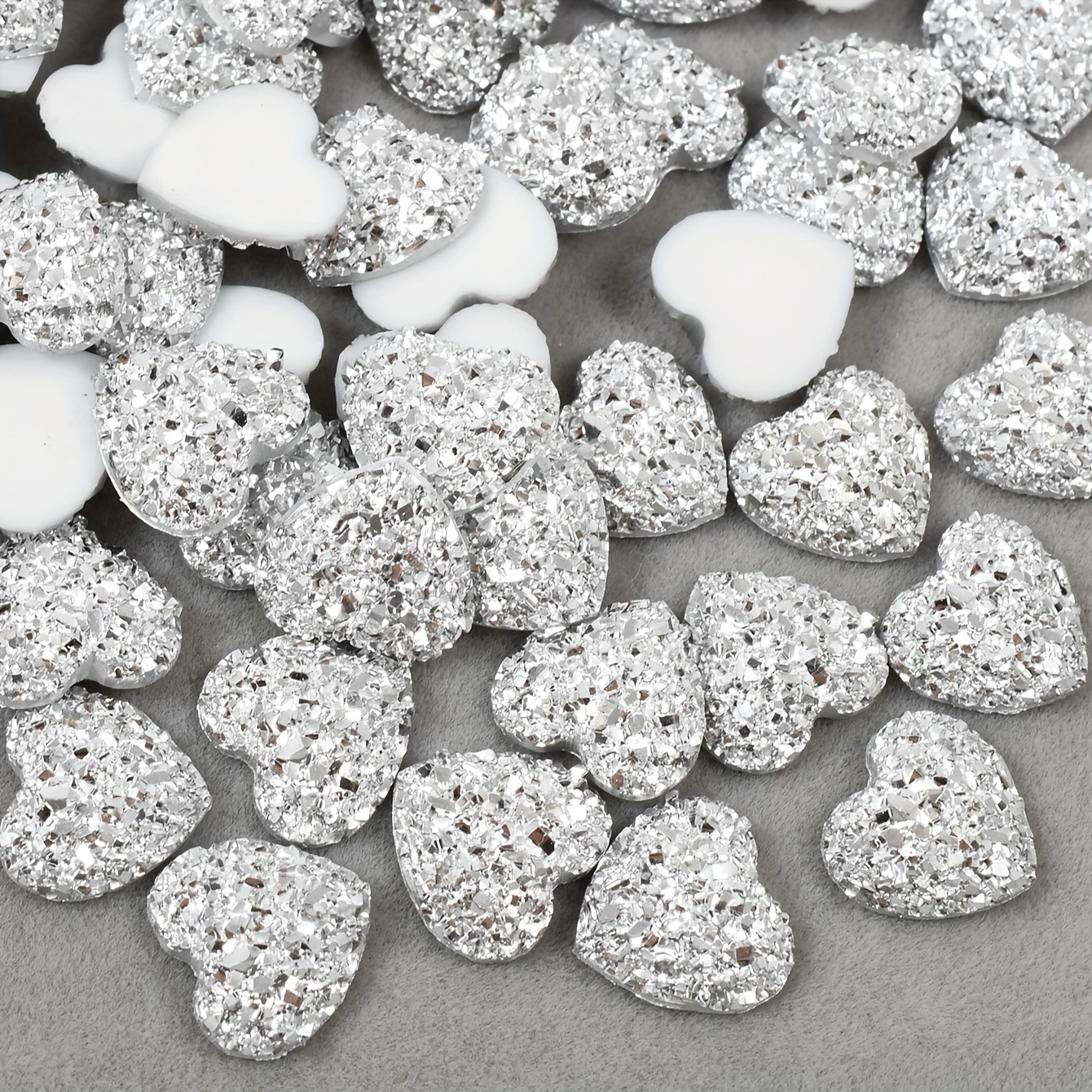 Image of 100pcs/pack Resin Rhinestones, 12mm Heart-shaped Flatback Rhinestones For Diy Craft Decoration On Clothing, Bags, And Shoes
