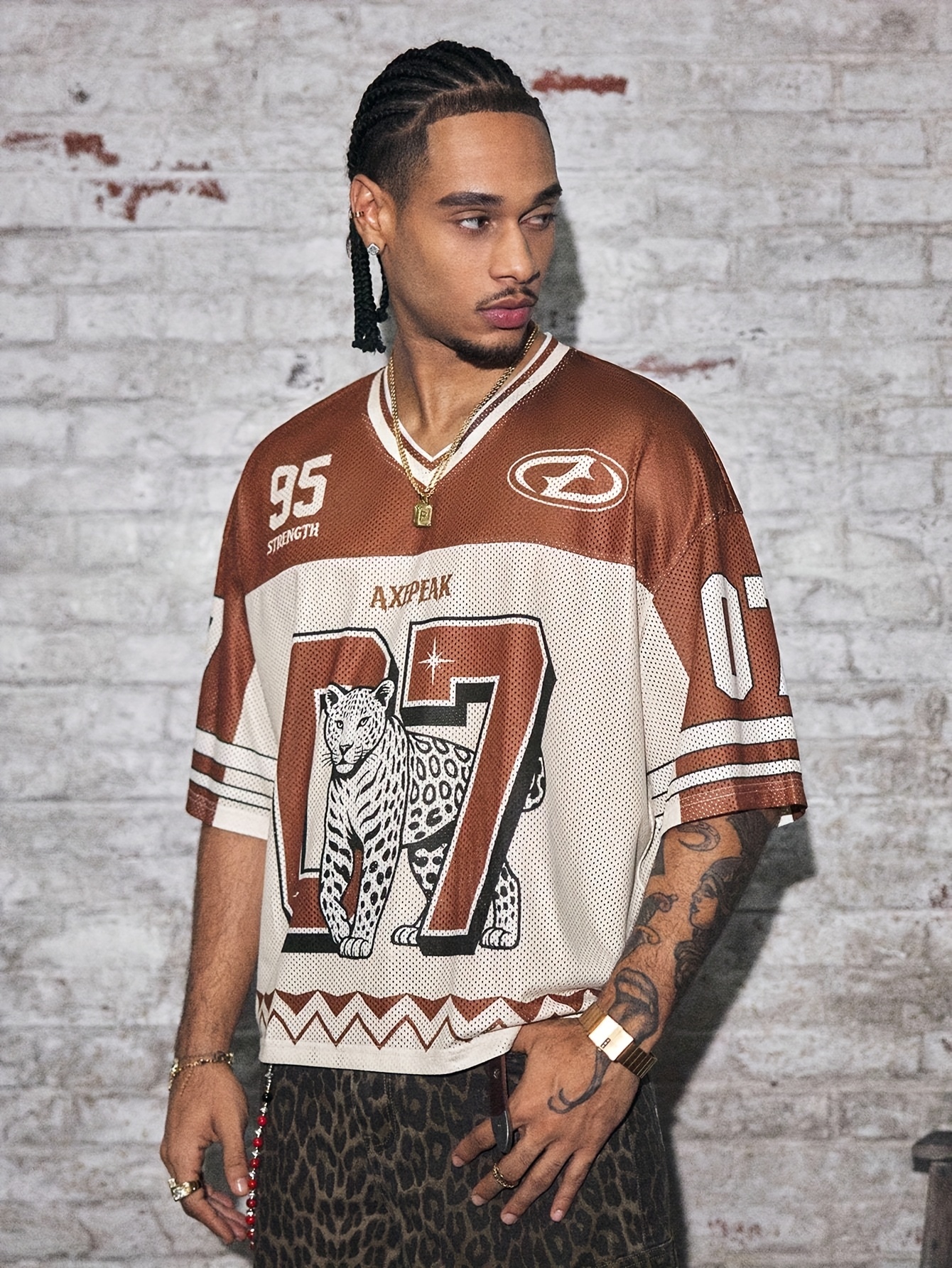 retro street style a brown mesh jersey - Temu Mauritius