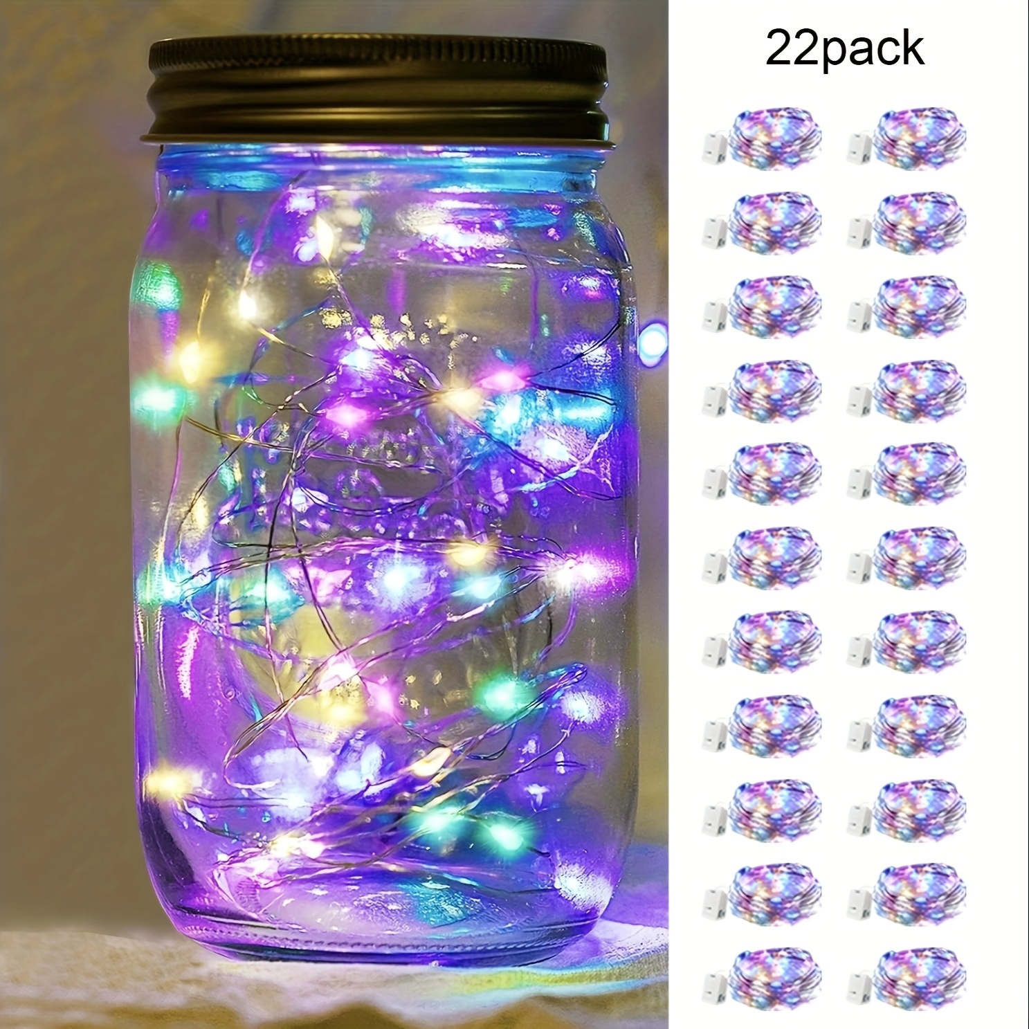 TEMU 22pcs Fairy Tale Lamp Battery Operated String Light -7ft 20 Led Mini String Light, Firefly Starlight Diy Bedroom, Suitable For Wedding, Party, Holiday, Christmas (flashing)