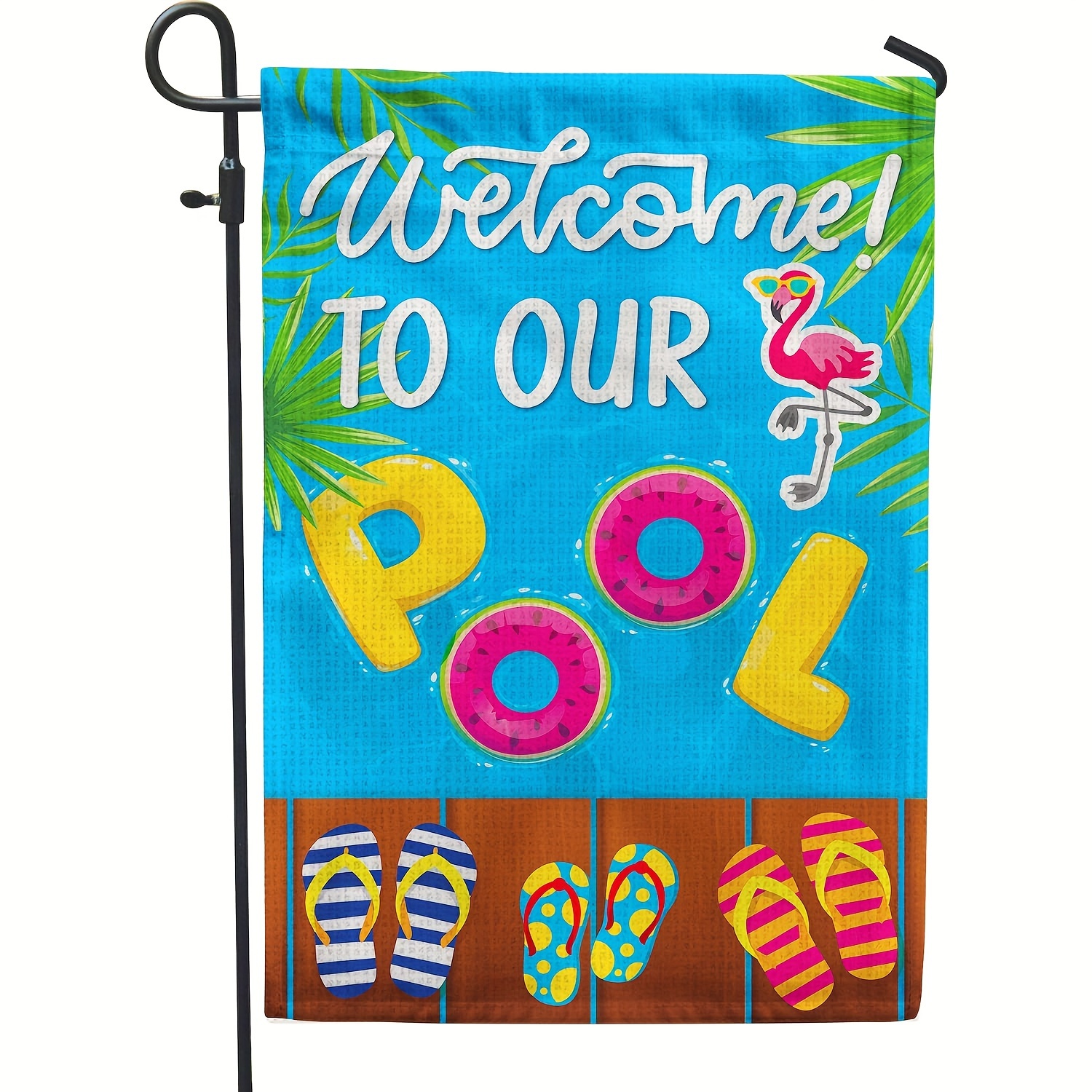 

1pc Garden Flag Welcome To Our Pool Summer Garden Flag, Pool Flag For Outdoor Decorations Double Sided No Flag Pole 12x18 Inch