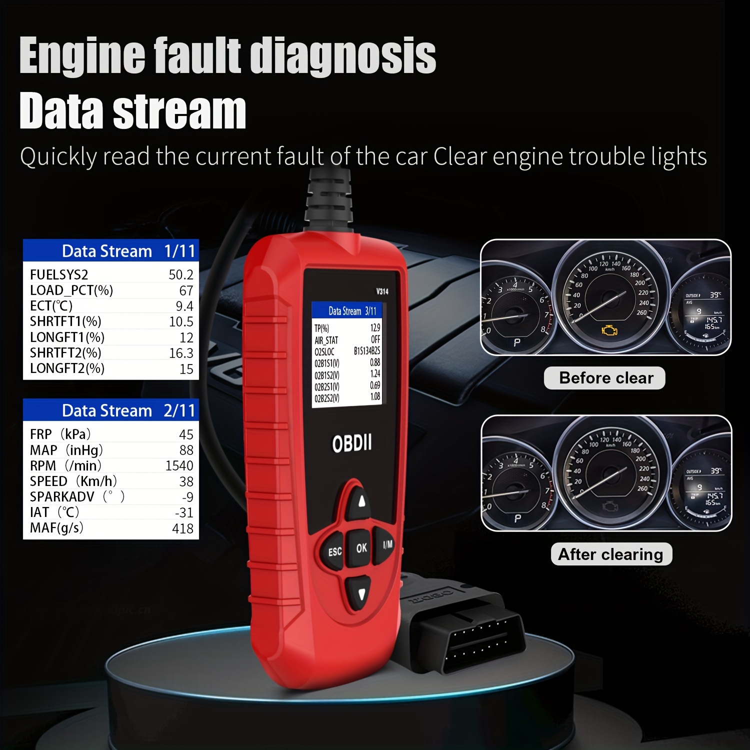 Obd2 Scanner Diagnostic Tool Usb powered Check Engine Light Temu