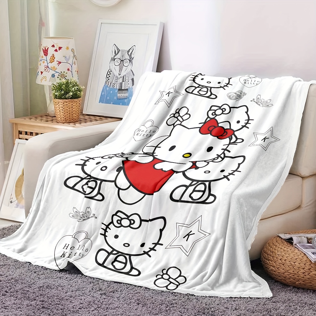 

1pc Flannel Blanket, , Knitted , , Washable, , For , , Pet, Christmas