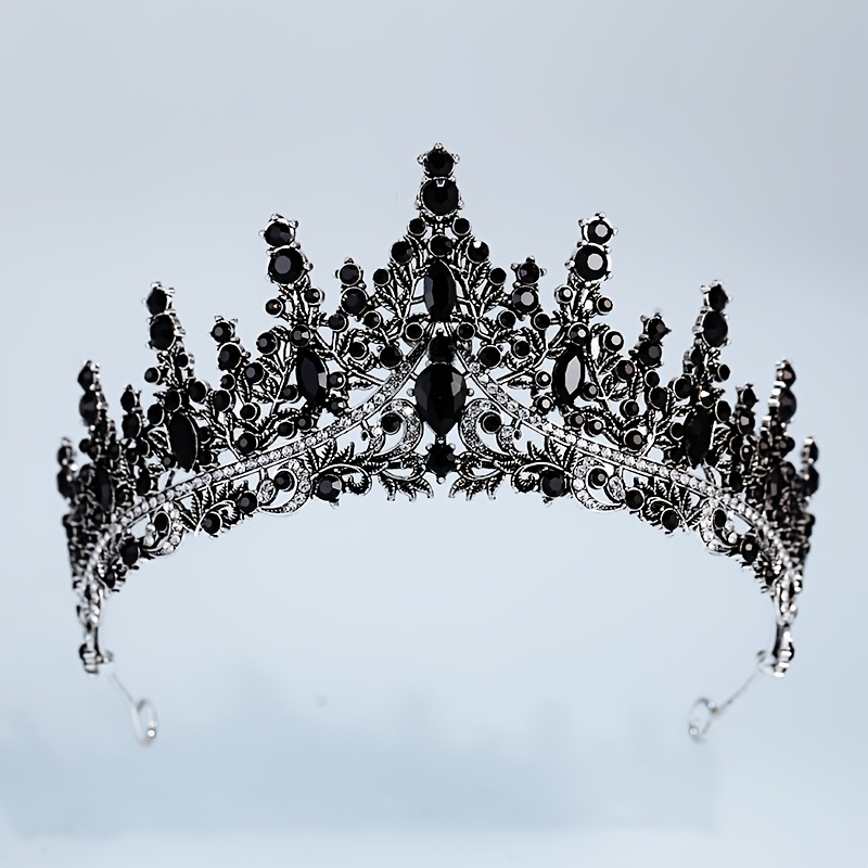 

1pc Elegant Style Zinc Alloy Bridal Tiara - Black For Wedding, Birthday, Ball, Halloween Costume Accessory