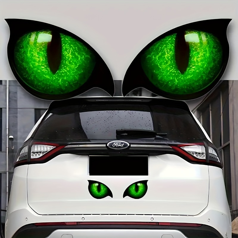 Waterproof Cat Eye Rearview Mirror Sticker - Unique Reflective Window Sticker, Visibility And Car Interior Decoration - Car Accessories