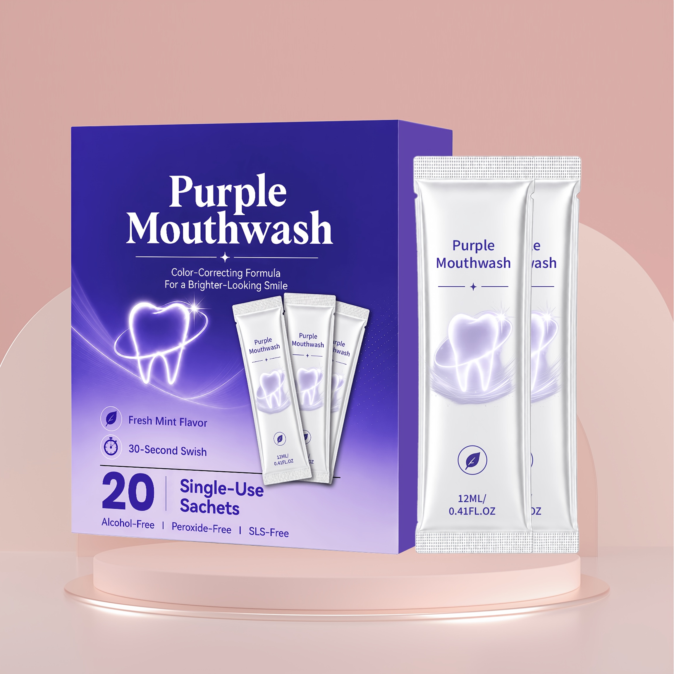TEMU 20pcs Portable Purple Mouthwash - Refreshing Mint Scent, Teeth Cleaning Water, Cleaning, , Teeth, Daily Oral Care Liquid, Suitable For Men And
