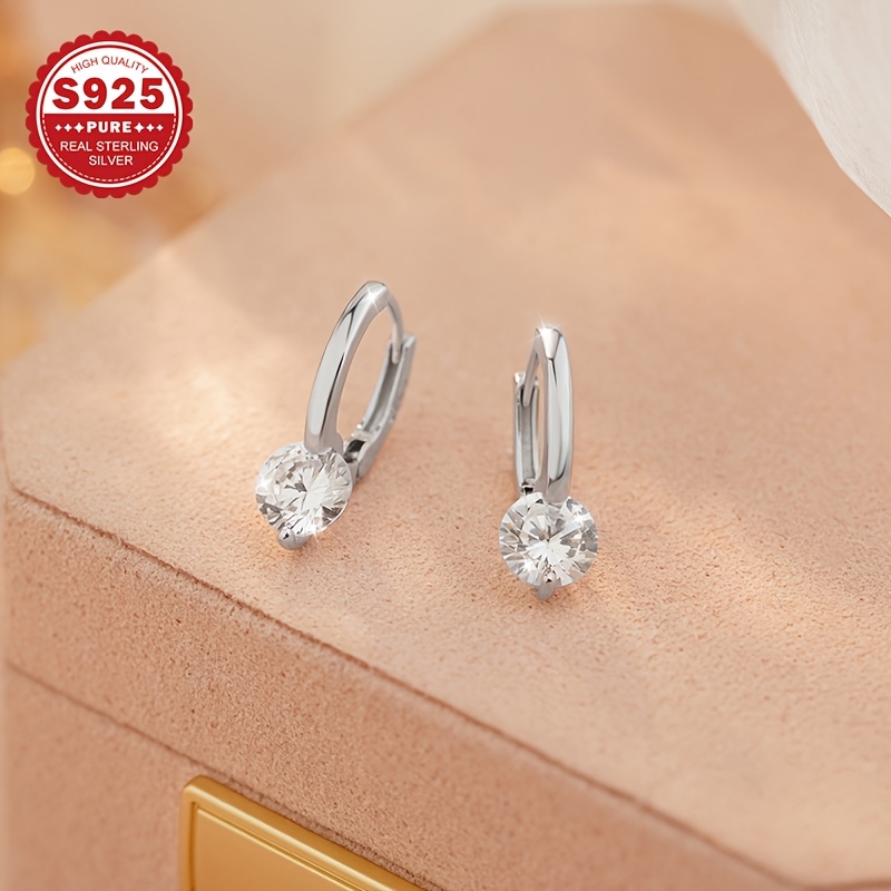 Women's S925 Silver Mini Round Cubic Zirconia Stud Earrings