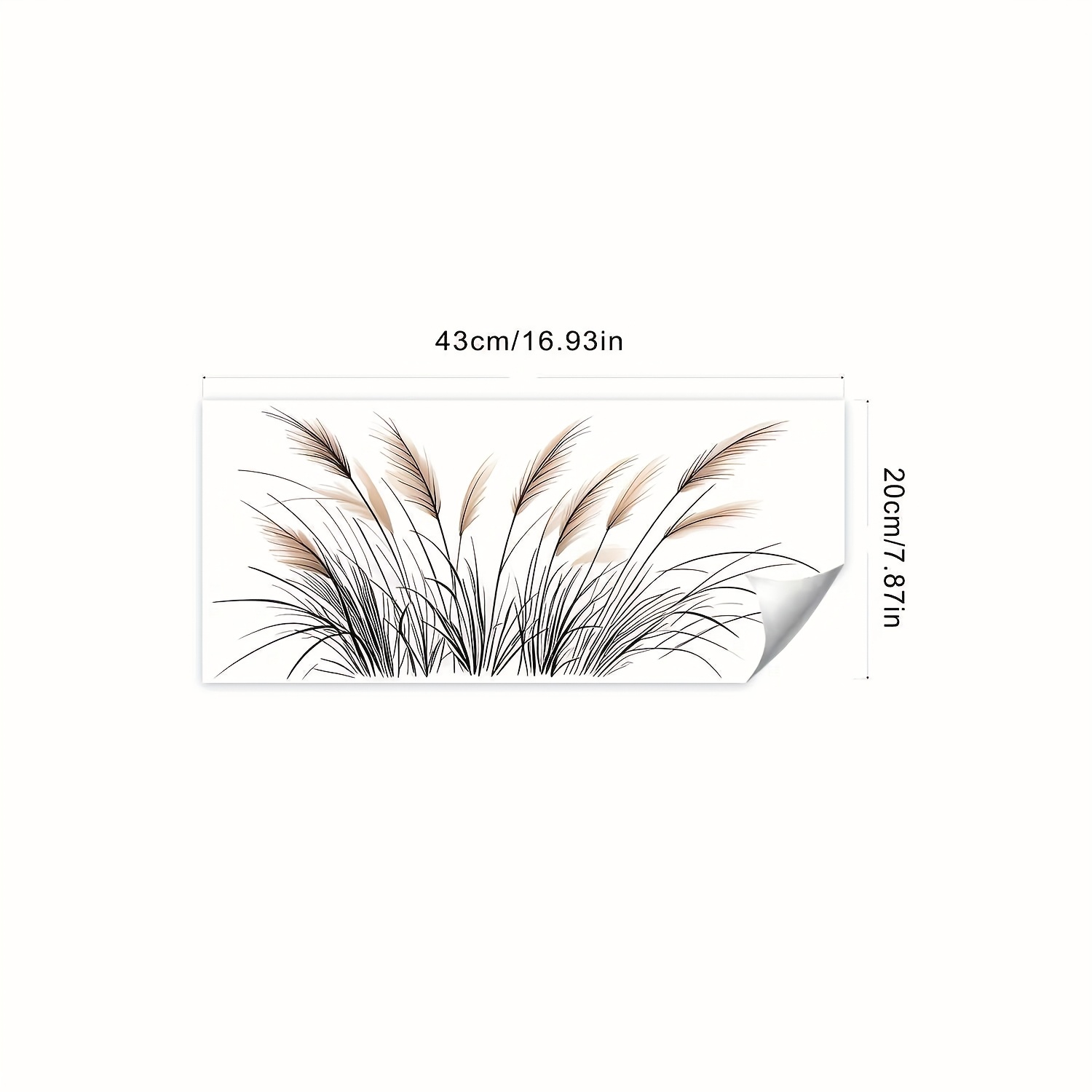 Stylish And Simple Dogtail Grass Decorative Wall Sticker, Silhouette, Suitable For Living Room, Bedroom, Cabinet, Door And Window Decorative Decals, Self-adhesive And Removable (16.93in*7.87in)