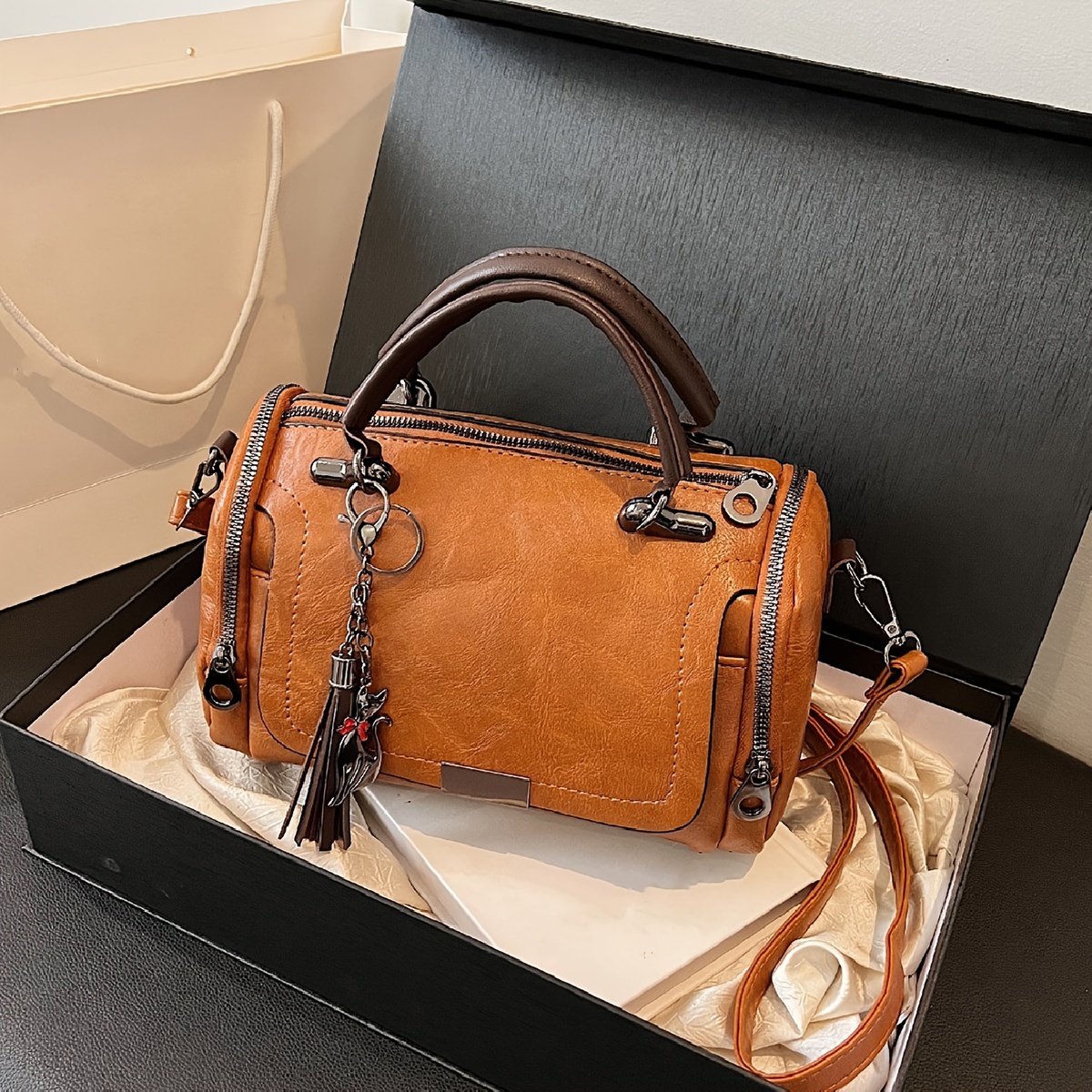 Vintage Body Boston Bag, Fashion Casual Daily Shoulder Bag, Women's Classic Handbag And Wallet