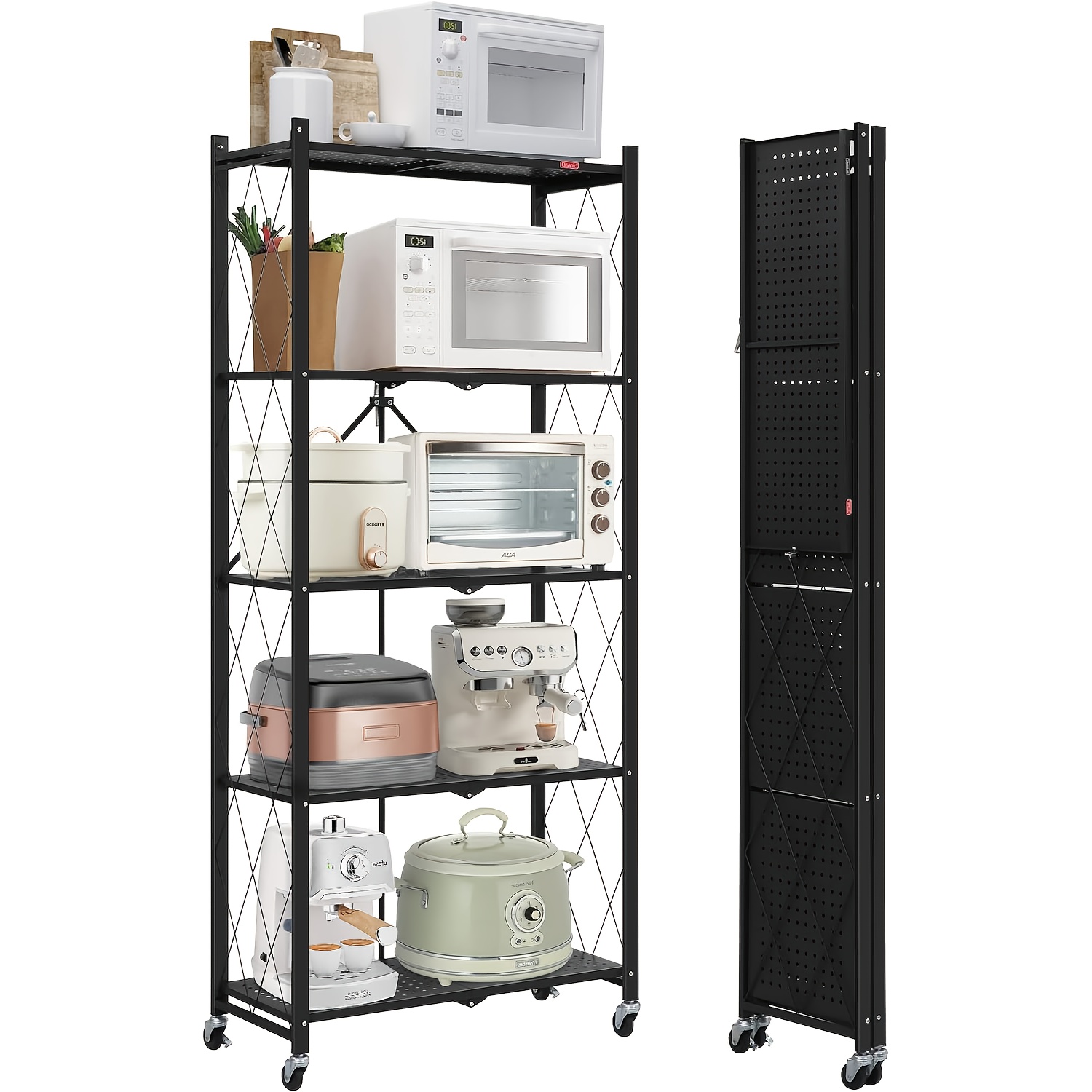 TEMU 5-tier Kitchen Bread Rack, Stable Folding Rack With , No Installation Required, Kitchen Organizer And Storage, Restaurant And Commercial