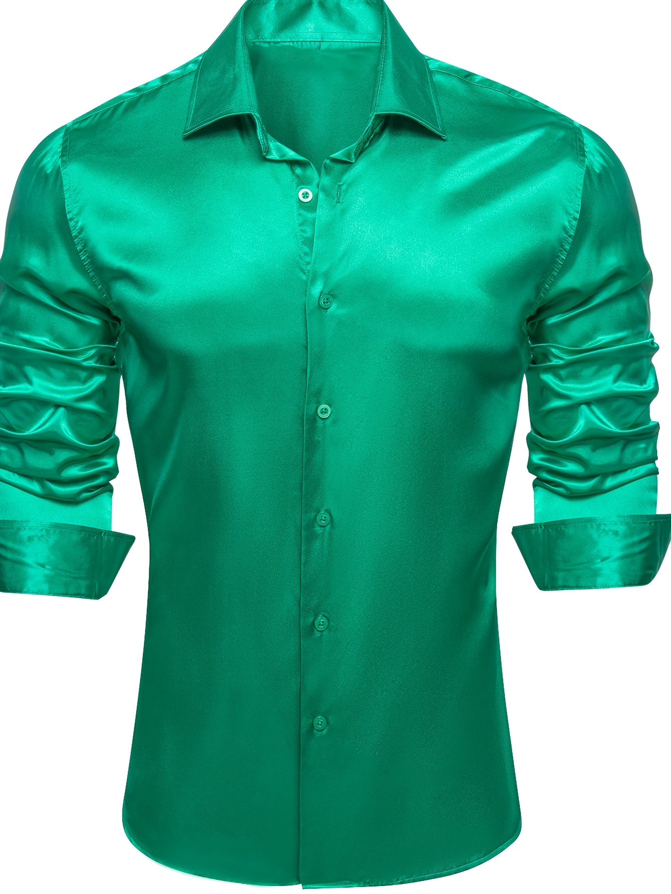 mens green silk dress shirt Sies Marjan - Sander Satin Shirt - Forest Green main image 0